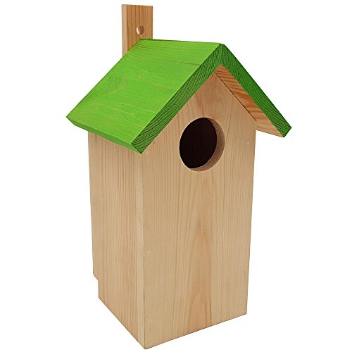 PROHEIM 2x Nidos para pájaros 23 x 10 x 10 cm de madera FSC con tejado verde - Casita para pájaros perfecta para pequeños pájaros como colirrojos, el carbonero o el trepador azul