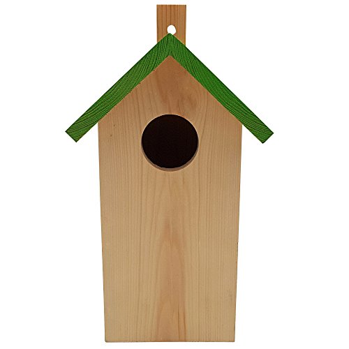 PROHEIM 2x Nidos para pájaros 23 x 10 x 10 cm de madera FSC con tejado verde - Casita para pájaros perfecta para pequeños pájaros como colirrojos, el carbonero o el trepador azul