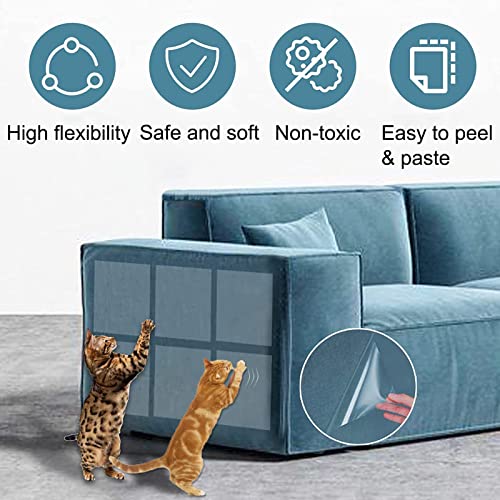 Protector Arañazos Gatos Sofa, 8 Piezas Protectores de Muebles para Gatos con 32 Tornillos sofá Anti-arañazos Transparente Autoadhesivas de Gato para Muebles, Puertas, Paredes