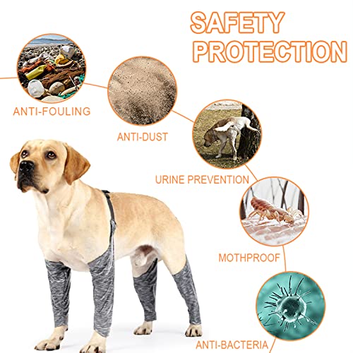 Protector de Codo para Perros, Manga Delantera de la Pierna para Dejar de Lamer, Soporte de Espalda Transpirable para Perros Pequeños, Medianos y Grandes,Gray,XL