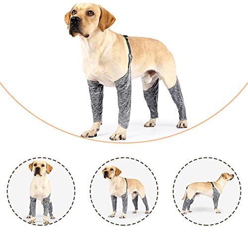 Protector de Codo para Perros, Manga Delantera de la Pierna para Dejar de Lamer, Soporte de Espalda Transpirable para Perros Pequeños, Medianos y Grandes,Gray,XL