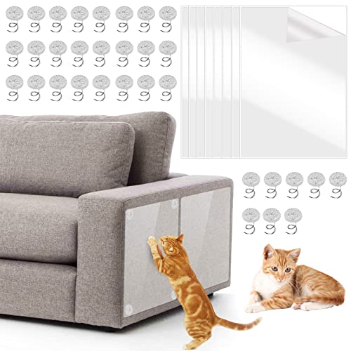 Protector de Muebles Gatos, 8 Piezas Protector Arañazos Gatos Sofa Arañazos Gato Protector con 32 Tornillos Protector de arañazos para Gatos, para Muebles de Puerta de Sofá