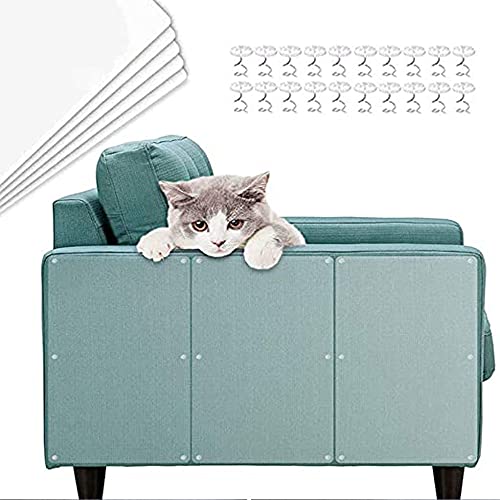 Protector de Muebles Gatos Grande 2PZ (35x45cm) Rascador para Gatos Perro Transparente Autoadhesivas contra Arañazos de Gato Protector con 20 Tornillos para Muebles, Sofa, Puertas Paredes de Madera