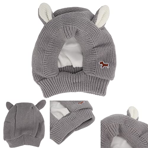 Protector de orejas de baño para perros, sombrero para animales de compañía de orejas de conejo de punto suave y transpirable para perros grandes (Gris)