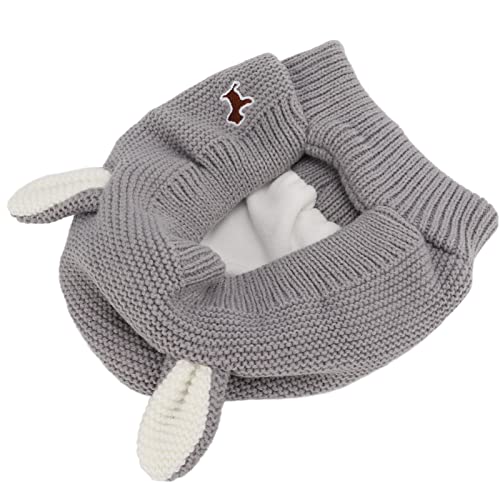 Protector de orejas de baño para perros, sombrero para animales de compañía de orejas de conejo de punto suave y transpirable para perros grandes (Gris)