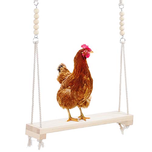 Pssopp Columpio de Pollo, Columpio de Madera para Colgar de Pollo, Juguetes para Escalar, Escalera, Juguetes de Entrenamiento para gallinas, Loro de pájaro Mediano Grande