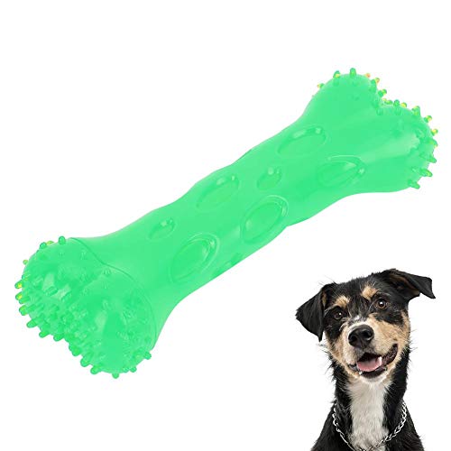 Pssopp Juguetes para Masticar Hueso de Perro Mordedores para Perros en Forma de Hueso Juguete para Limpiar Dientes Juguete Molar Squeaker Juguetes para Perros Juguetes (Verde L)