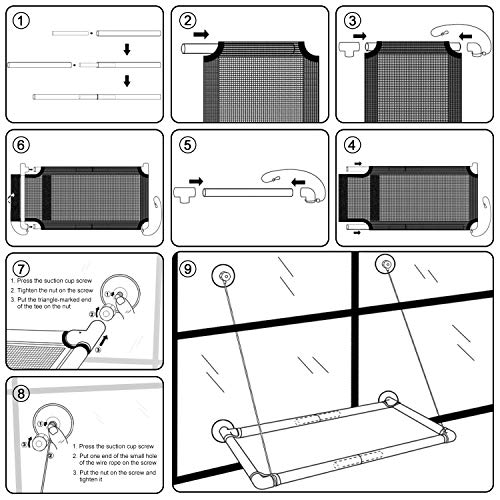 PTN Hamaca Gato, Cama Hamaca Cat Window Perch para Gatos Grandes Interior, Cama con Ventana para Gatos, Asiento Kitty Sunny, Cama con Asiento Percha para Mascotas Versión Mejorada 4 Ventosas Grandes