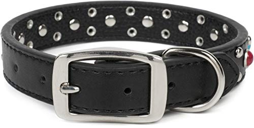 Puccybell Collar de Perro con Tachuelas y Cuentas de Piedras Preciosas, Collar Decorado para Perros pequeños, medianos y Grandes HB001 (M, Negro)