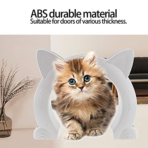 Puerta de Paso para Gatos, Material ABS Duradero Y Resistente Al Desgaste Puerta para Gatos de por Vida para Estudio para el Hogar para Hotel(Blanco)