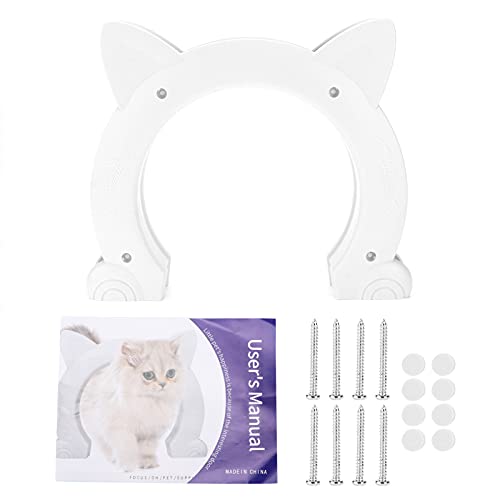 Puerta de Paso para Gatos, Material ABS Duradero Y Resistente Al Desgaste Puerta para Gatos de por Vida para Estudio para el Hogar para Hotel(Blanco)