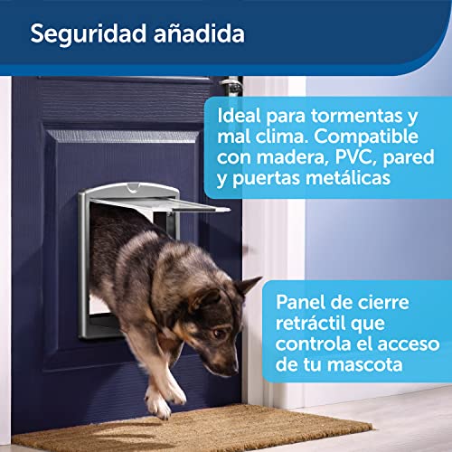 Puerta para mascotas original con 2 posiciones Staywell, pequeña, plateada