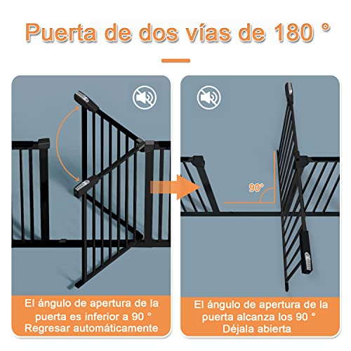 Puertas de Seguridad para Niños Sin Taladrar Barrera Seguridad Niños Escalera para Puertas y Escaleras Valla Seguridad Infantil Rejilla de Seguridad para Bebés y Mascotas, Negro