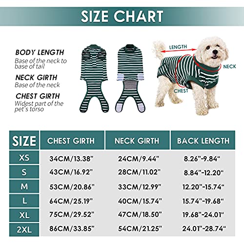 PUMYPOREITY Recuperación de Perro, Traje Quirurgico Camisa de Recuperación Anti lamiendo Body Postoperatorio Mascotas Abdominal Heridas Protector después de la Cirugía(Verde, XS)