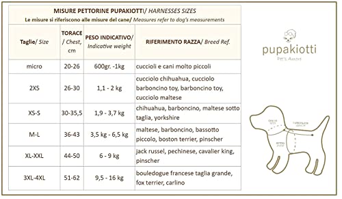 Pupakiotti Arnés básico ergonómico y ajustable de piel auténtica para perro Arnés en varios tamaños y colores hecho a mano en Italia (XXS, marrón)