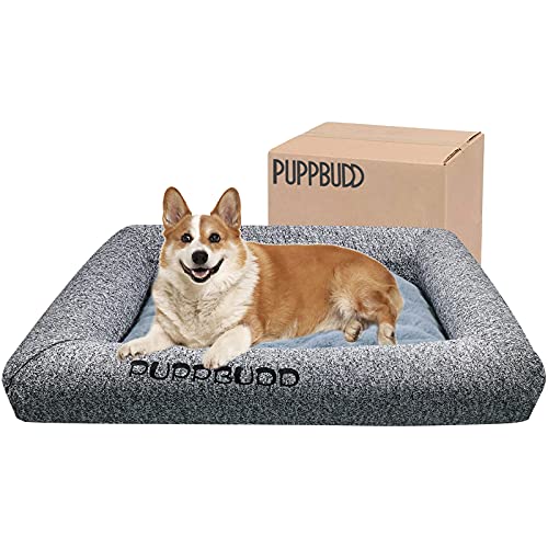 PUPPBUDD 2-en-1 Cama Ortopedica para Perros Grande, Cama Perro Viscoelastica, Desenfundable y Lavable, Gris Small Gris