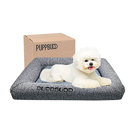 PUPPBUDD 2-en-1 Cama Ortopedica para Perros Grande, Cama Perro Viscoelastica, Desenfundable y Lavable, Gris (X-Small, Gris)