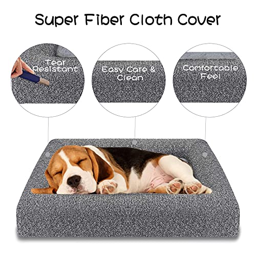 PUPPBUDD 2-en-1 Cama Ortopedica para Perros Grande, Cama Perro Viscoelastica, Desenfundable y Lavable, Gris (X-Small, Gris)