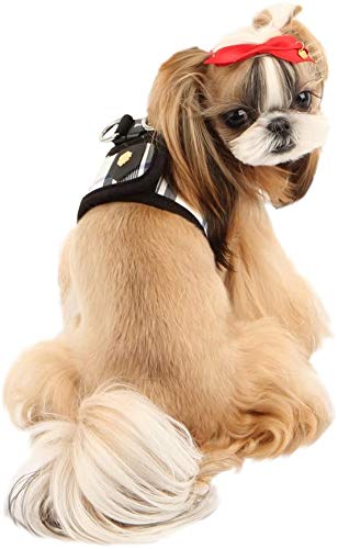 Puppia Junior - Arnés para Perros pequeños a Cuadros - Chaleco Suave - También se Puede Utilizar como arnés para Cachorros, Correa Anti tirón para Perros, Negro, XL