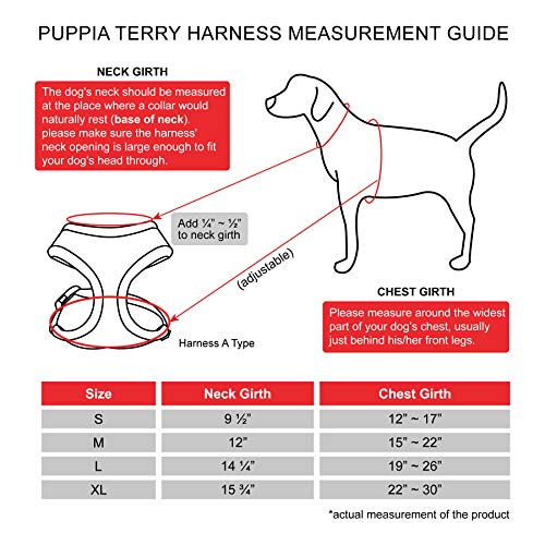 Puppia Terry - Arnés para Perros Suave y cálido