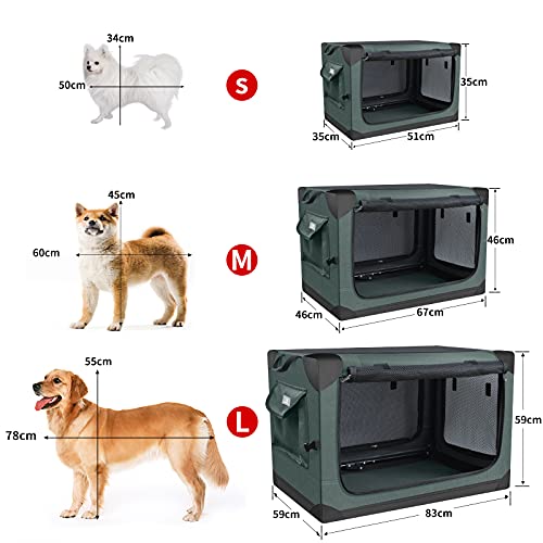 PUPPY KITTY Transportín para Perros, Bolsa De Transporte Plegable, Portátil, para Animales Pequeños, para Coche, Interior y Exterior, Tejido Oxford Verde Militar,51x35x35cm