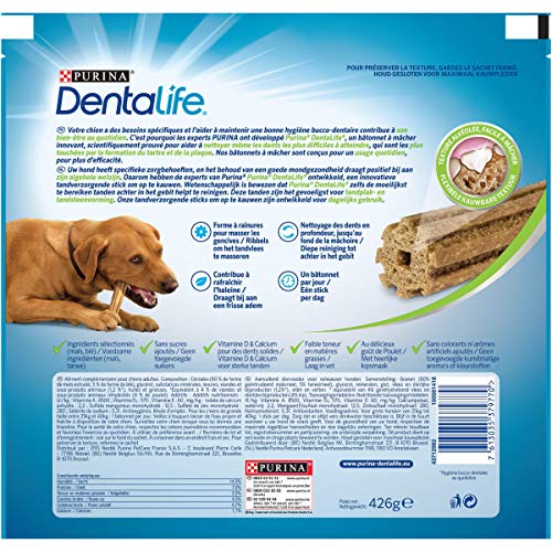 Purina DentaLife Maxi – Maxi Pack – Higiene Bucodental AU QUOTIDIEN – 426 G – 12 Varillas de mascar para Perros de Gran tamaño – Lote de 5