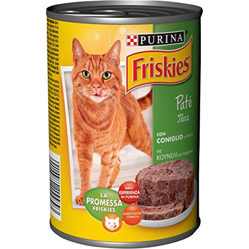 Purina Friskies Húmedo Gato Paté con Conejo y Verduras, 24 latas de 400 g, 24 x 400 g