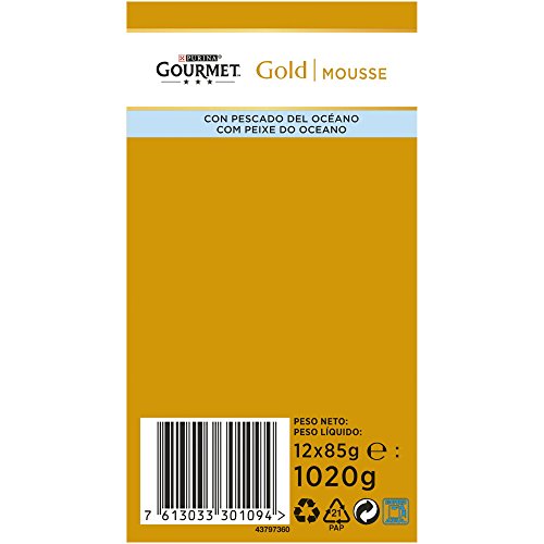 Purina Gourmet Gold Mousse comida para gatos de Pescado del Oceano 8 x [12 x 85 g]