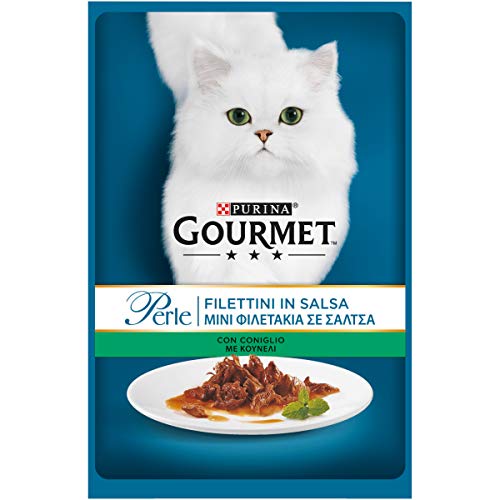 Purina Gourmet Perle Húmedo Gato con filetes de Salsa con Conejo, 24 Sobres de 85 g Cada uno, 24 x 85 g