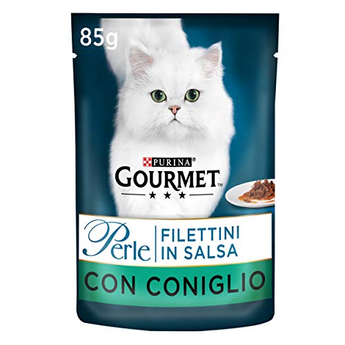 Purina Gourmet Perle Húmedo Gato con filetes de Salsa con Conejo, 24 Sobres de 85 g Cada uno, 24 x 85 g