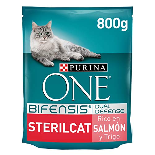 PURINA ONE Bifensis Pienso para Gatos Esterilizados Salmón y Trigo 8 x 800 g