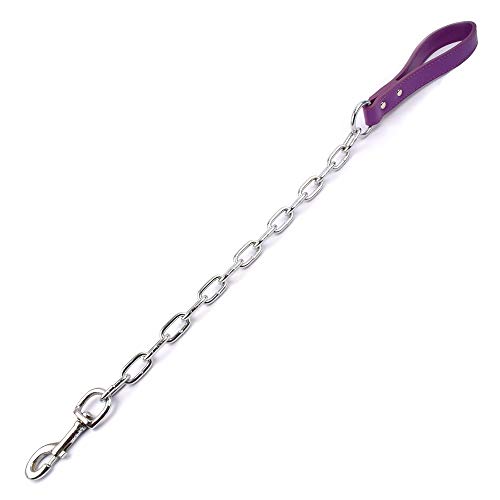 Púrpura fresco Ajustable pinchos de cuero tachonado arnés del perro Set cuello de la correa for grandes Pitbull del perro del boxeador mastín Arnés para mascotas ( Color : Purple , tamaño : Large )