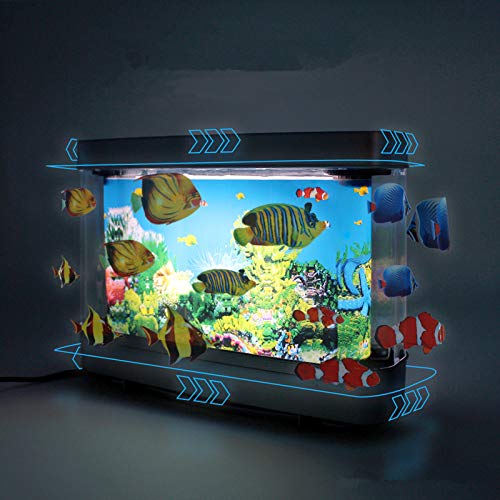 PUTOWUT Acuario imitación de vida acuática Lámpara decorativa de acuario de peces tropicales artificiales, luz nocturna, océano virtual en movimiento