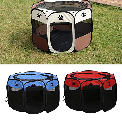 Putybudy Corralito Plegable Portátil Impermeable para Mascotas Corralito de Malla de Aire Oxford al Aire Libre y Corralito de Ejercicio (Azul Claro)