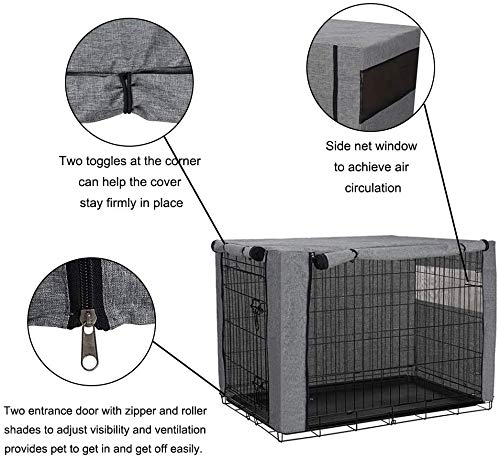 QEES Cobertores para jaulas de Perro, Resistentes al Viento, para jaulas de Alambre, Tela esmerilada, protección Interior y Exterior, fácil de Poner, Quitar JJZ1019