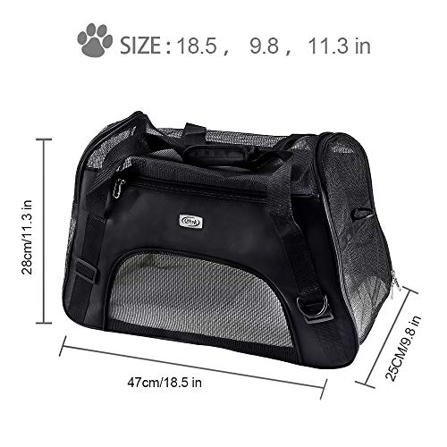 QHYK Transportín Bolsa de Transporte para Perros y Gatos, Plegable Bolsa de Transporte Transpirable para Mascotas, Colchón Suave y Peines para Mascotas, Portador Tela Oxford Negro