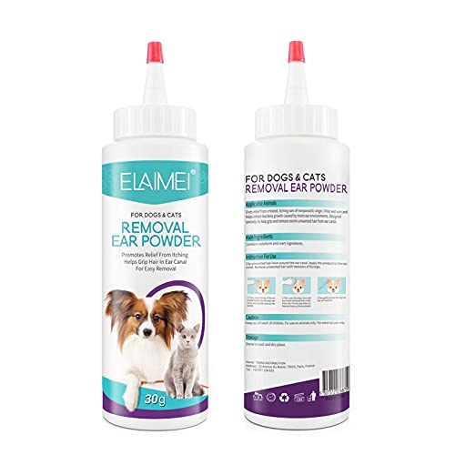 Qians Tratamiento de infecciones de oído de Perro - Polvo de oído de Perro indoloro para depilación, Trata los oídos infectados, inflamación, picazón, infecciones de Orejas propensas, 30 g