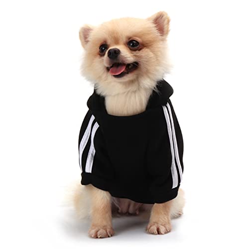 QiCheng&LYS Dog Hoodie,Jersey Perros,Sudadera Perro Ropa ParaCachorros, Sudadera para Chihuahua Cómodo Y Cálido (Negro, X-Small)