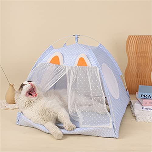 QinWenYan Tienda de Mascotas Plegable Pet Tent Portal Port por PORTALIZADORES por PERDIENTE AL ATUCTOR DE Sol DE Perro CASA Mini Kitty Cat Dog TELEAJE para Mascota (Color : Azul, Size : 40x40x35cm)