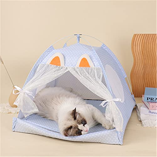 QinWenYan Tienda de Mascotas Plegable Pet Tent Portal Port por PORTALIZADORES por PERDIENTE AL ATUCTOR DE Sol DE Perro CASA Mini Kitty Cat Dog TELEAJE para Mascota (Color : Azul, Size : 40x40x35cm)