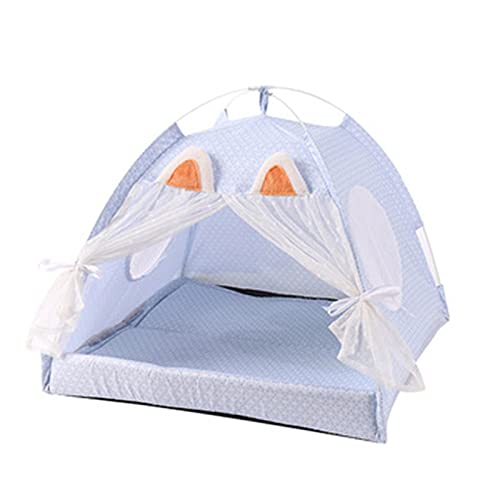 QinWenYan Tienda de Mascotas Plegable Pet Tent Portal Port por PORTALIZADORES por PERDIENTE AL ATUCTOR DE Sol DE Perro CASA Mini Kitty Cat Dog TELEAJE para Mascota (Color : Azul, Size : 40x40x35cm)