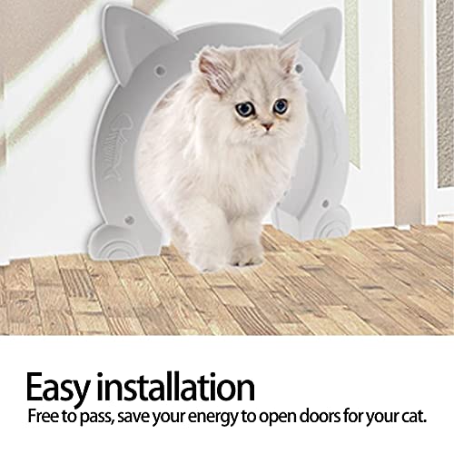 QITERSTAR Puerta para Gatos, Puerta de Paso para Gatos Material ABS para Estudio para el Hogar de por Vida para el Hotel(Blanco)