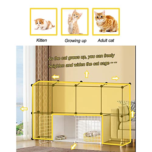 QJM Jaula Trampa para Gatos - Jaula para Gatos Recinto De Plástico De Paso Libre para Mascotas Jaula Dos Pisos Jaula Perro Grande Valla Metálica para Mascotas DIY 75x39x73cm