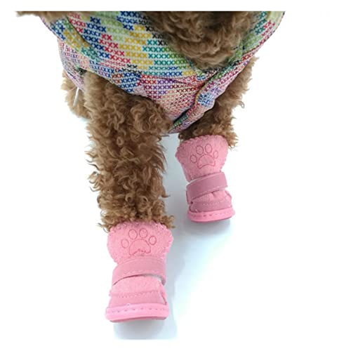 QOXEFPJZ Zapatos para Perros S- XXL Zapatos de Invierno cálidos for Perros 4pcs / Set Botas de Perro Lindas de la Nieve Caminando de algodón de algodón Zapatillas de Deporte Suministros for Mascotas