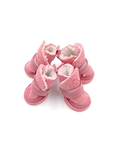 QOXEFPJZ Zapatos para Perros S- XXL Zapatos de Invierno cálidos for Perros 4pcs / Set Botas de Perro Lindas de la Nieve Caminando de algodón de algodón Zapatillas de Deporte Suministros for Mascotas