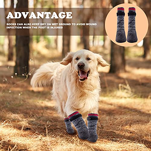 QUACOWW 2 pares de calcetines antideslizantes para perros, impermeables, con suela de goma, protectores de patas, con correas ajustables para uso en interiores y exteriores