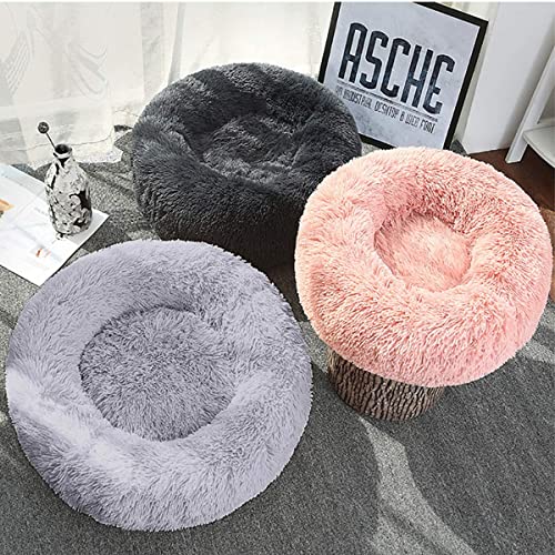 Queta Cama para Gatos Cama Encantadora para Mascotas, Cama para Perros pequeños Cama para Mascotas Cama Redonda Suave para Dormir para Gatos(60cm de diámetro Gris Claro)