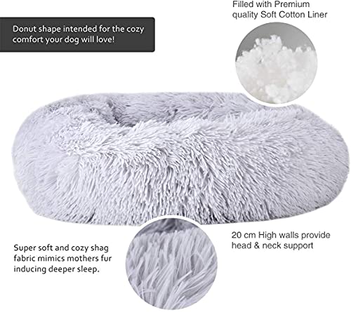 Queta Cama para Gatos Cama Encantadora para Mascotas, Cama para Perros pequeños Cama para Mascotas Cama Redonda Suave para Dormir para Gatos(60cm de diámetro Gris Claro)