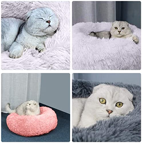 Queta Cama para Gatos Cama Encantadora para Mascotas, Cama para Perros pequeños Cama para Mascotas Cama Redonda Suave para Dormir para Gatos(60cm de diámetro Gris Claro)