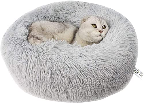 Queta Cama para Gatos Cama Encantadora para Mascotas, Cama para Perros pequeños Cama para Mascotas Cama Redonda Suave para Dormir para Gatos(60cm de diámetro Gris Claro)